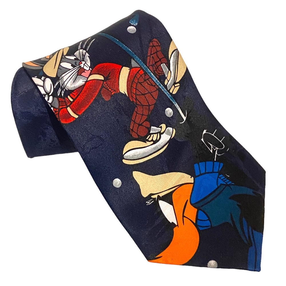 Looney Tunes Vintage Necktie Golf 90s Bugs Bunny Taz Cartoon Retro Mens Gift